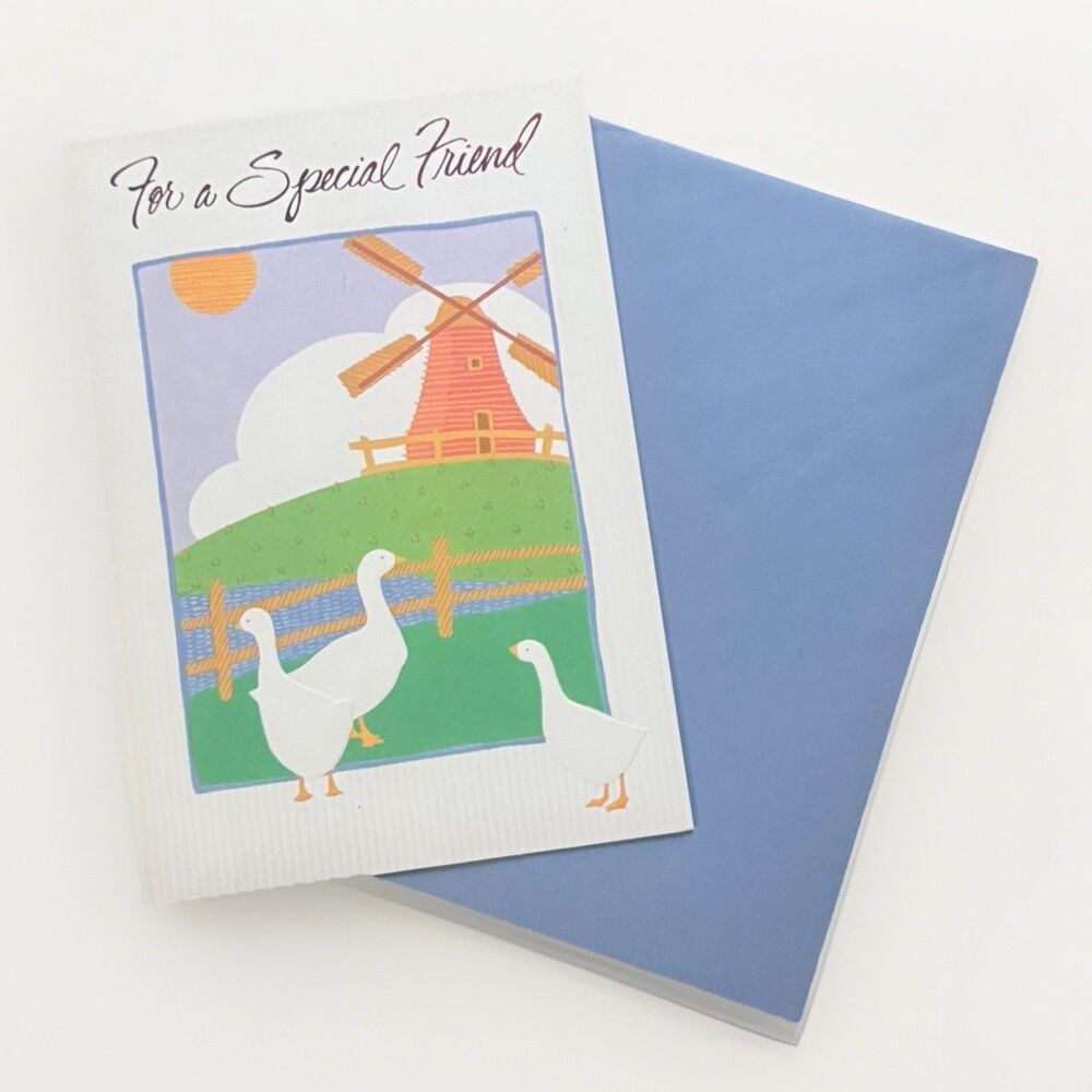 Vintage Ephemera Birthday Greeting Card 90s Hallmark Goose Cottagecore